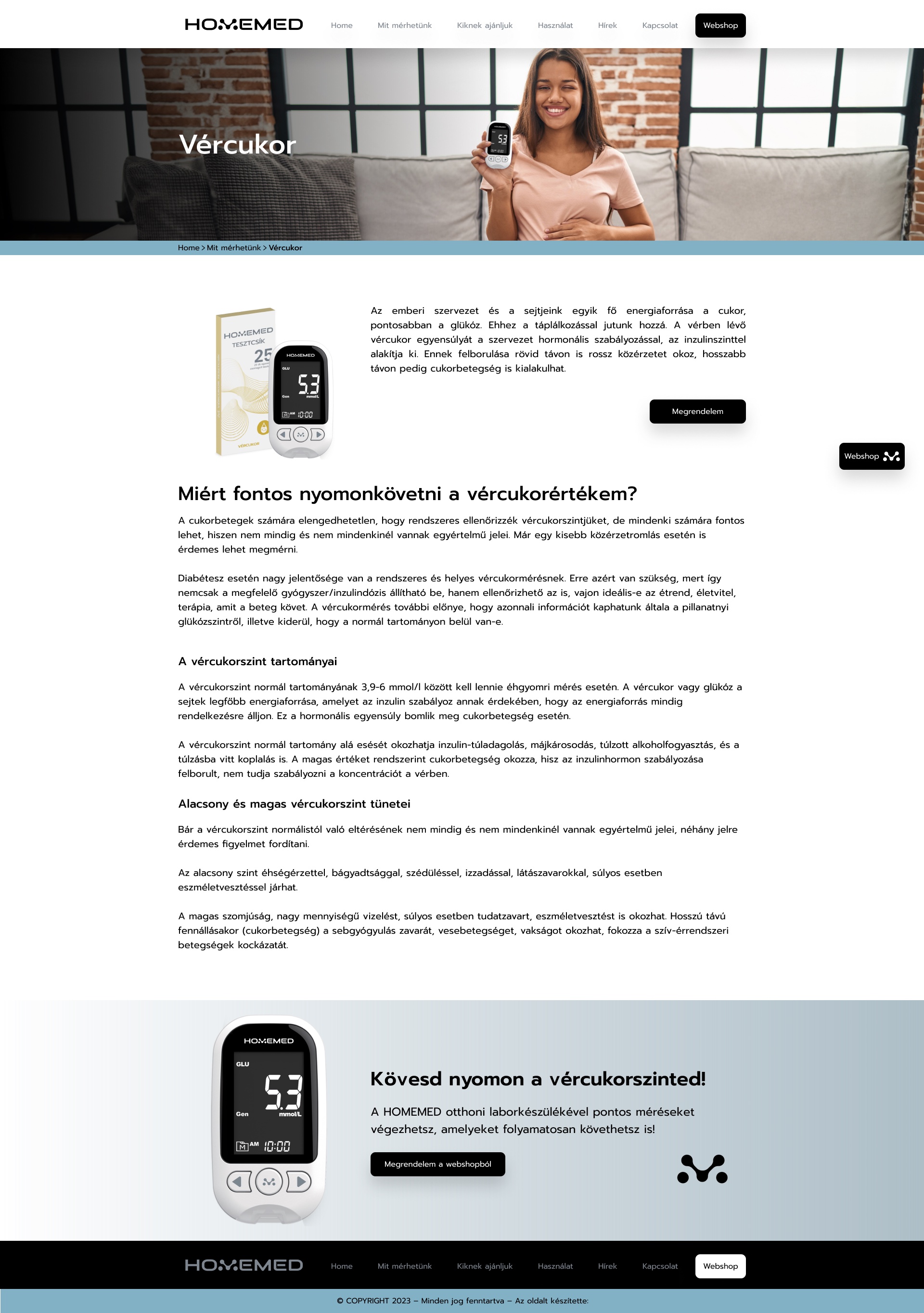 HOMEMED blood glucose parameter page