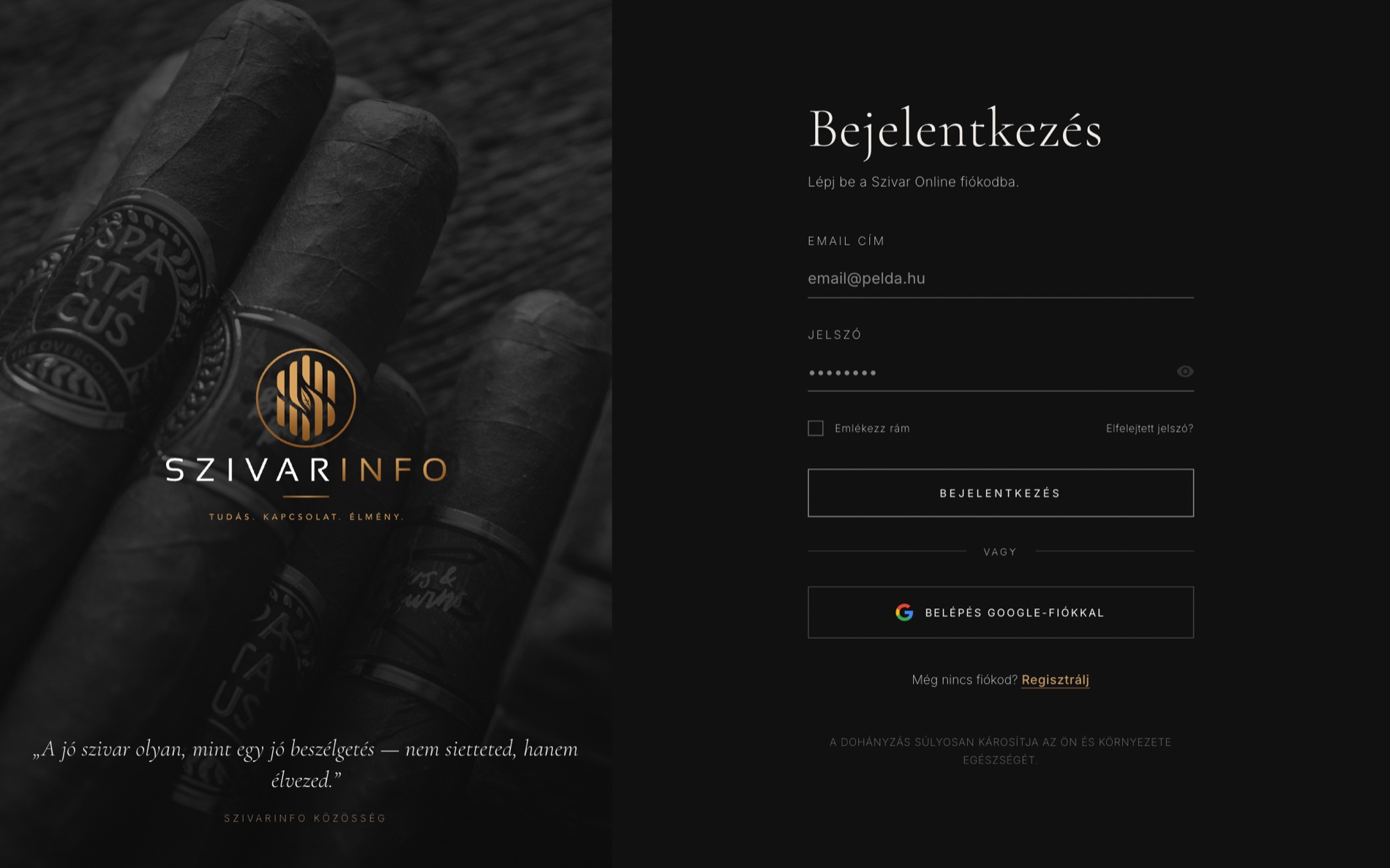 Split-screen login — desktop