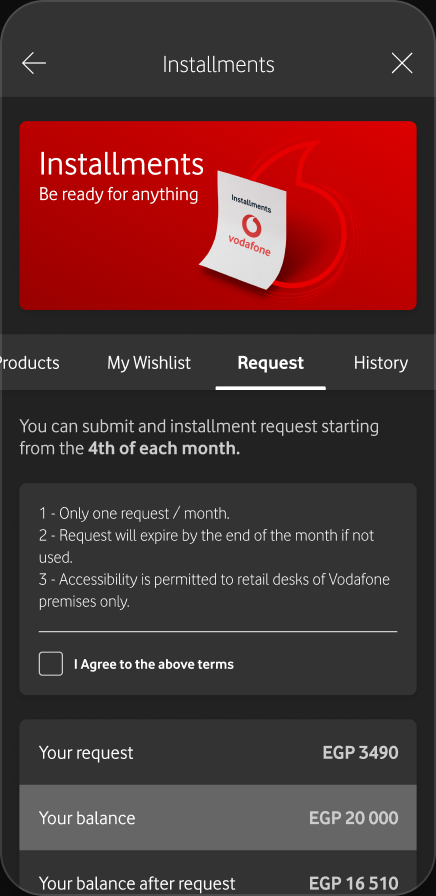 Installments — request