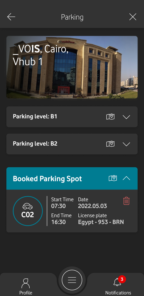 Parking — booked spot confirmation