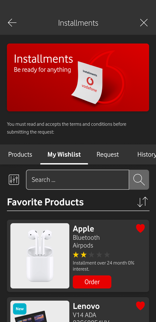 Installments — wishlist of favourite products