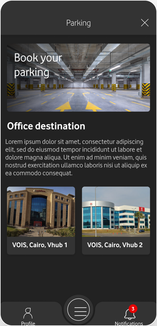 Parking — book and choose destination